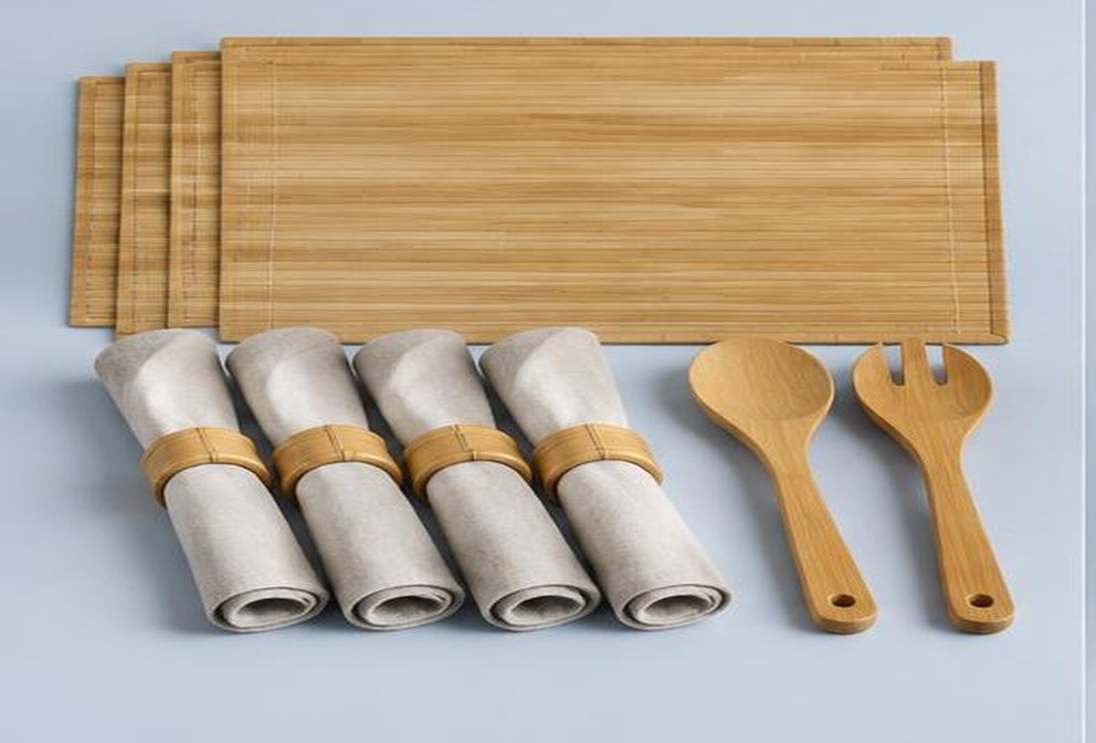 Kit mesa posta de bambu